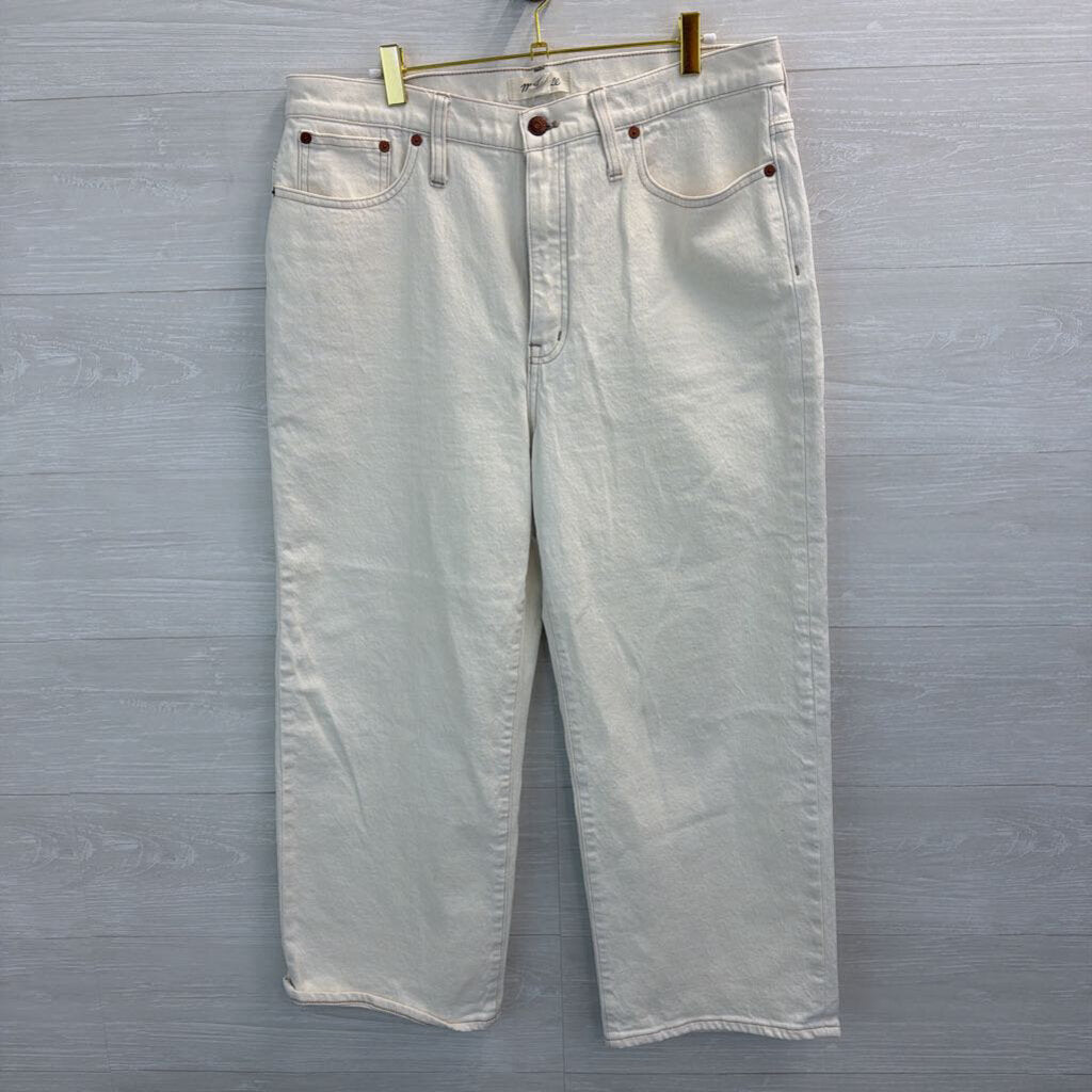 Madewell White Slim Wide Leg Crop Jeans 32