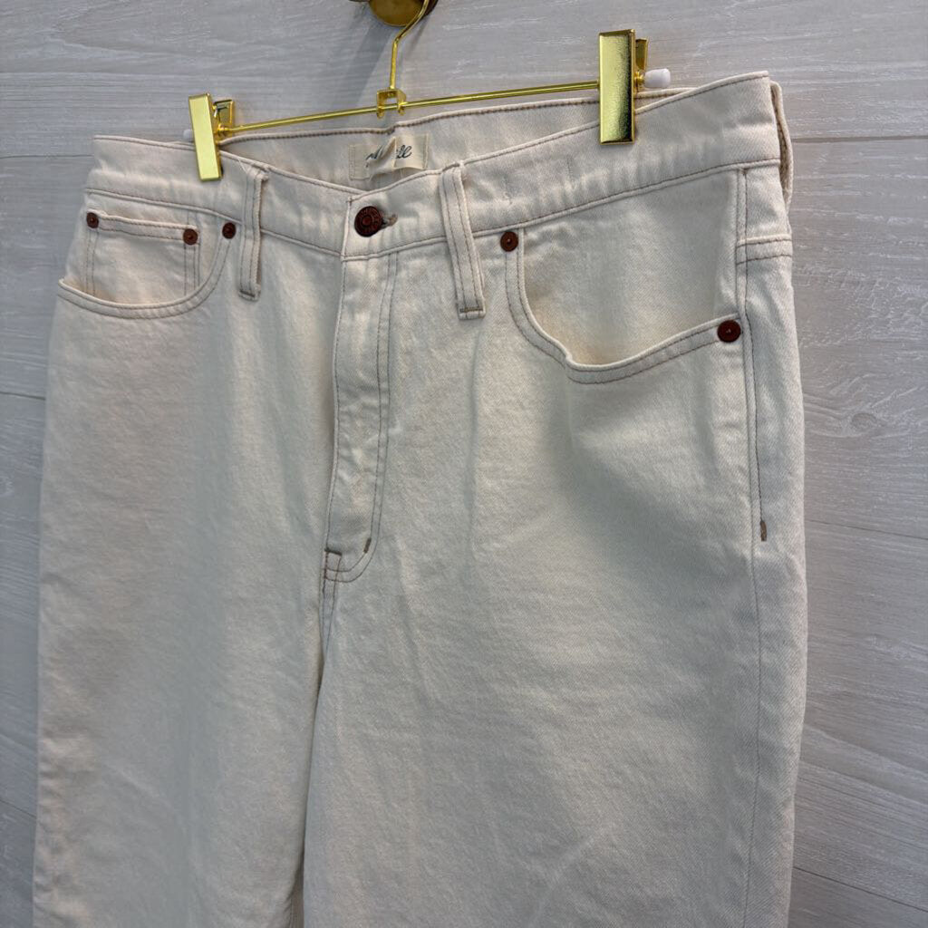 Madewell White Slim Wide Leg Crop Jeans 32