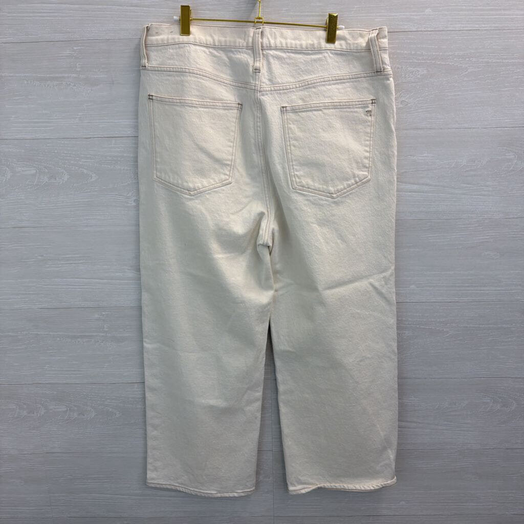 Madewell White Slim Wide Leg Crop Jeans 32