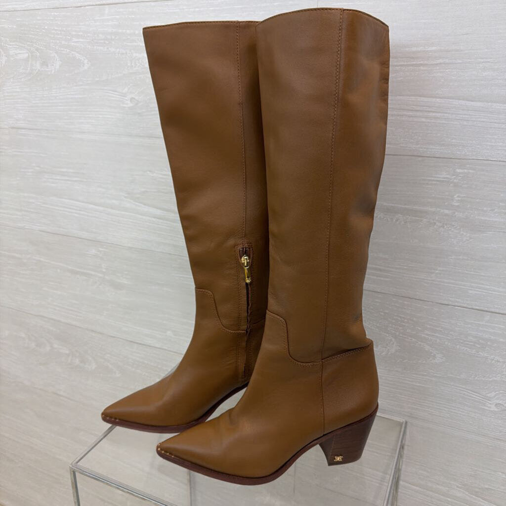 Sam Edelman Brown Leather Lindsey Pointed Toe Knee High Boots 9.5