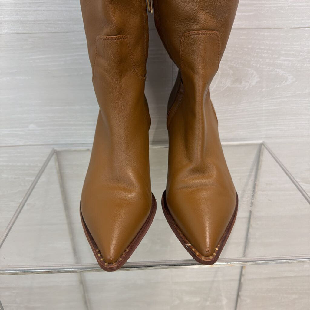 Sam Edelman Brown Leather Lindsey Pointed Toe Knee High Boots 9.5