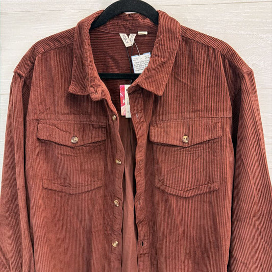 Roxy Burgundy Corduroy Long Sleeve Button Down Top Extra Large