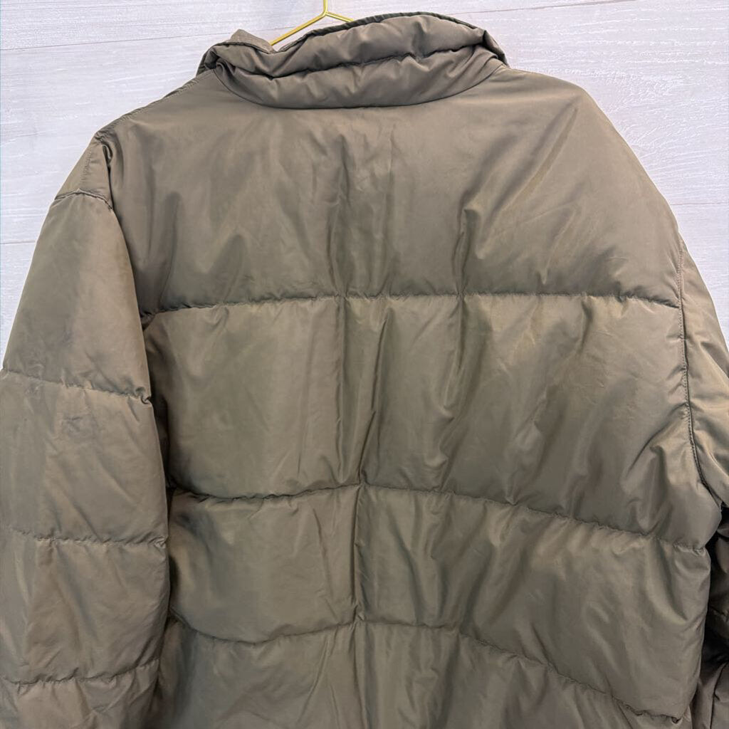 J Crew Green Puffer Jacket With Orange Lining Extra Large