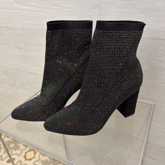 Wild Pair Black Baybe Rhinestone Ankle Boots 8