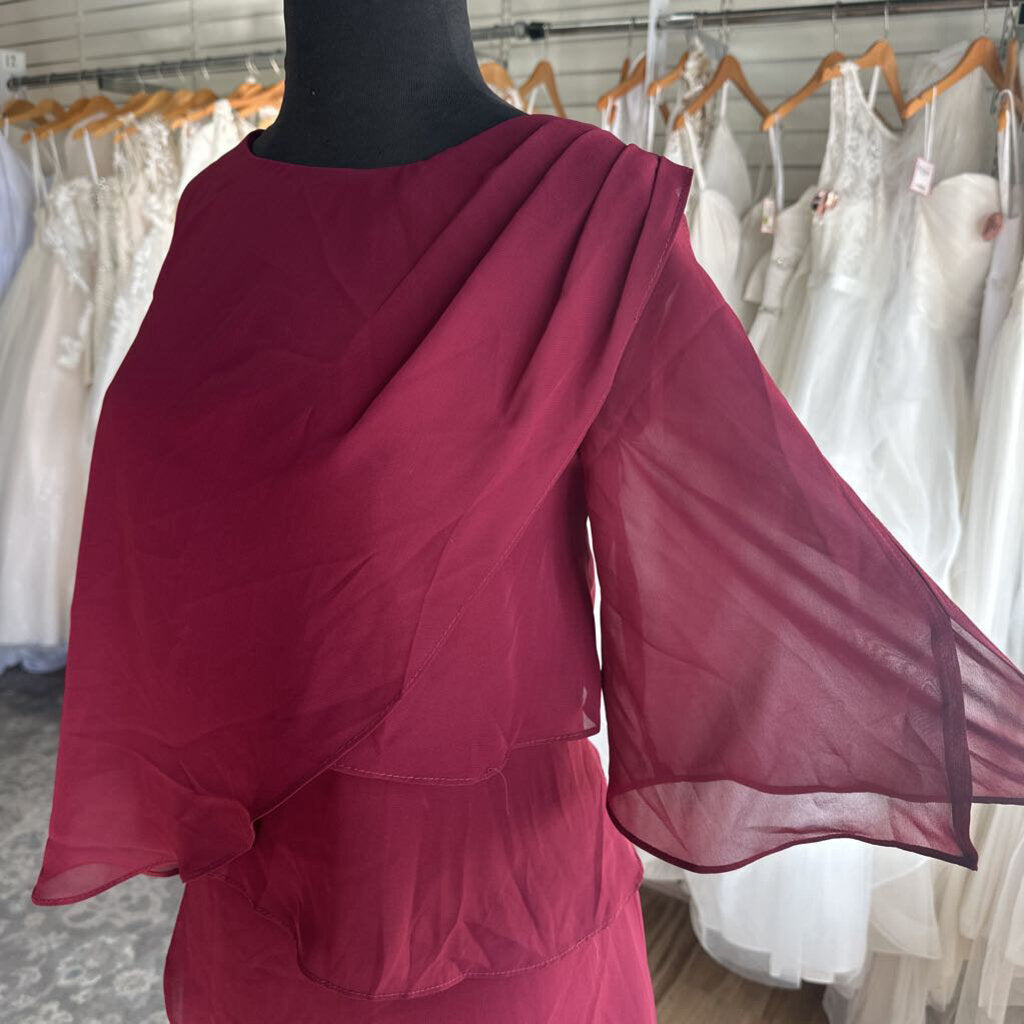 Asymmetrical Tiered Long Chiffon Dress 16