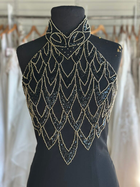Vintage Oscar Collection Beaded Halter Neck Formal Dress 8