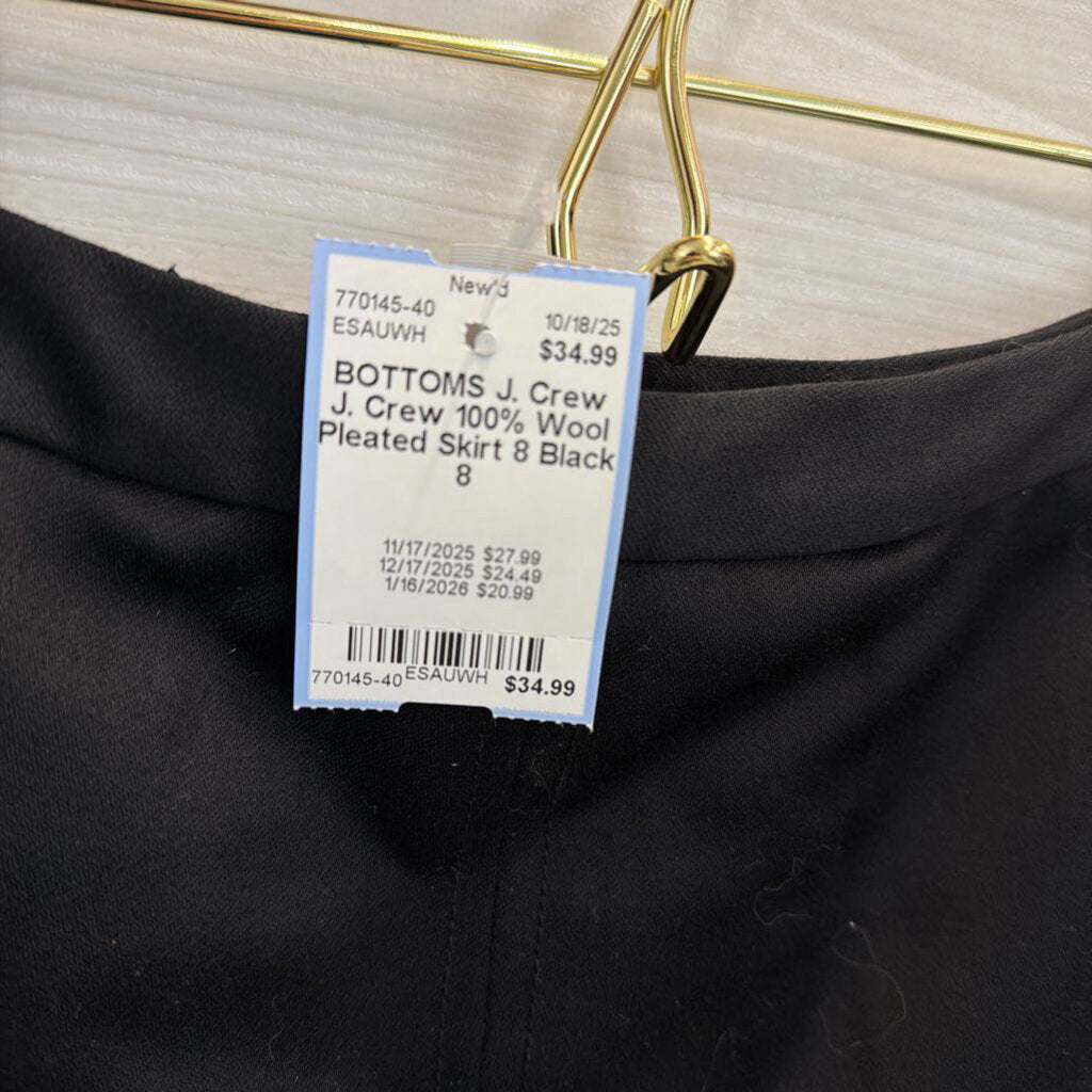 J. Crew 100% Wool Pleated Skirt 8