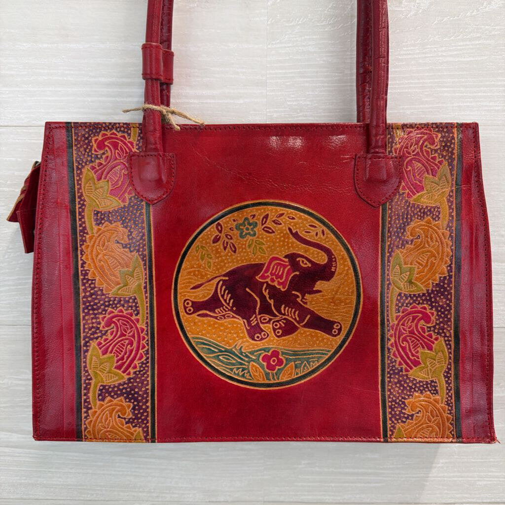Red Leather Elephant Handbag