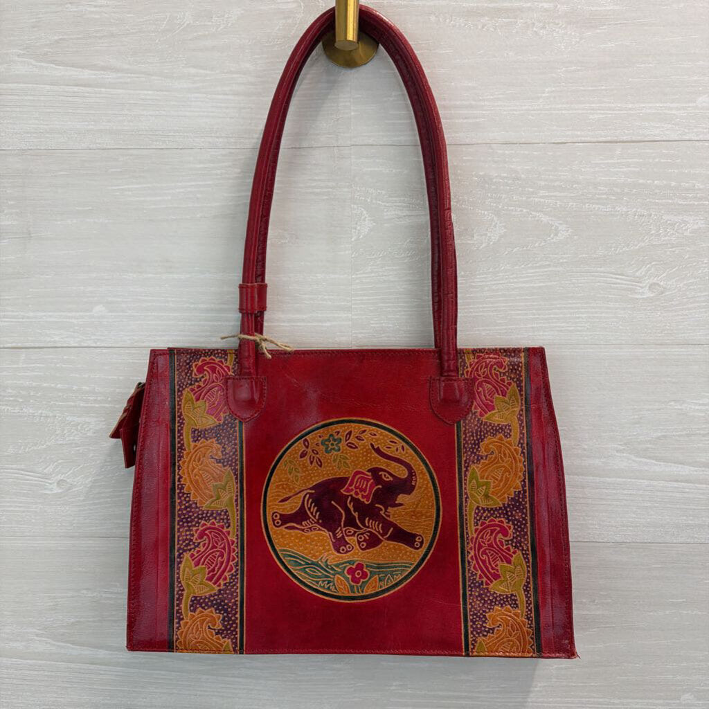 Red Leather Elephant Handbag