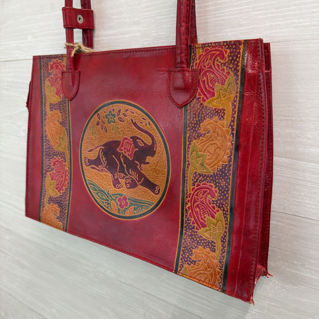 Red Leather Elephant Handbag