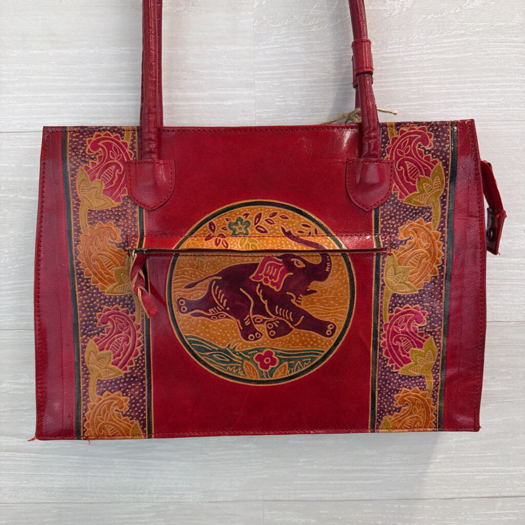 Red Leather Elephant Handbag