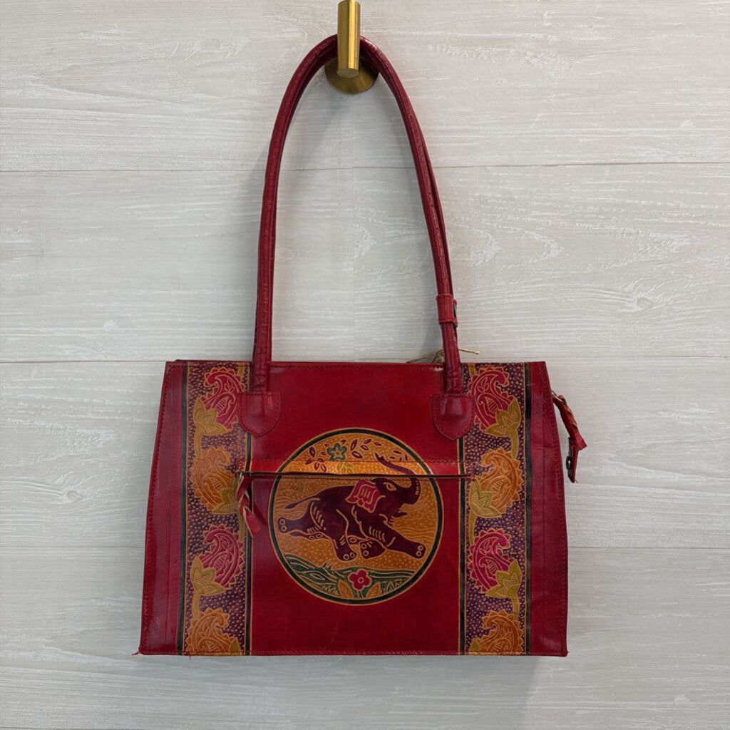 Red Leather Elephant Handbag