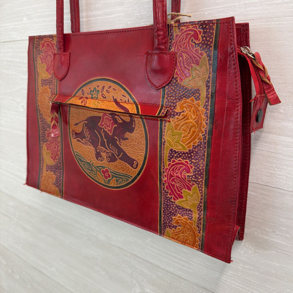 Red Leather Elephant Handbag