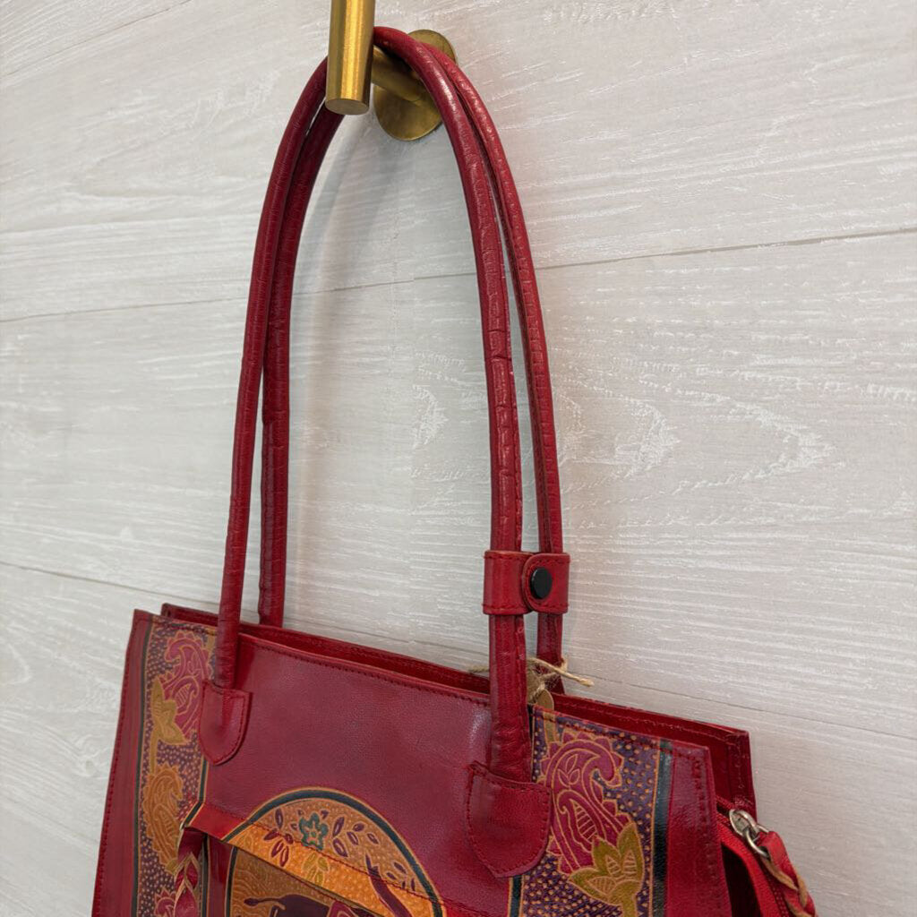 Red Leather Elephant Handbag