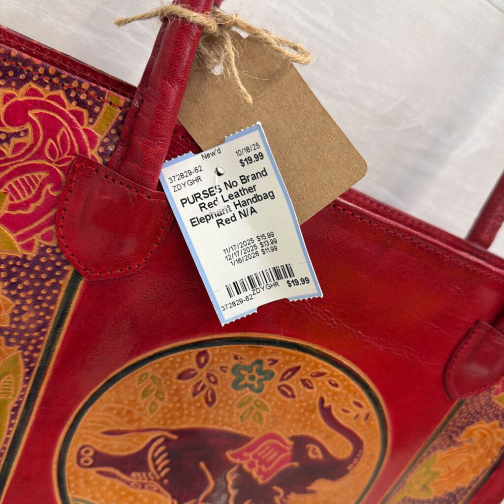Red Leather Elephant Handbag