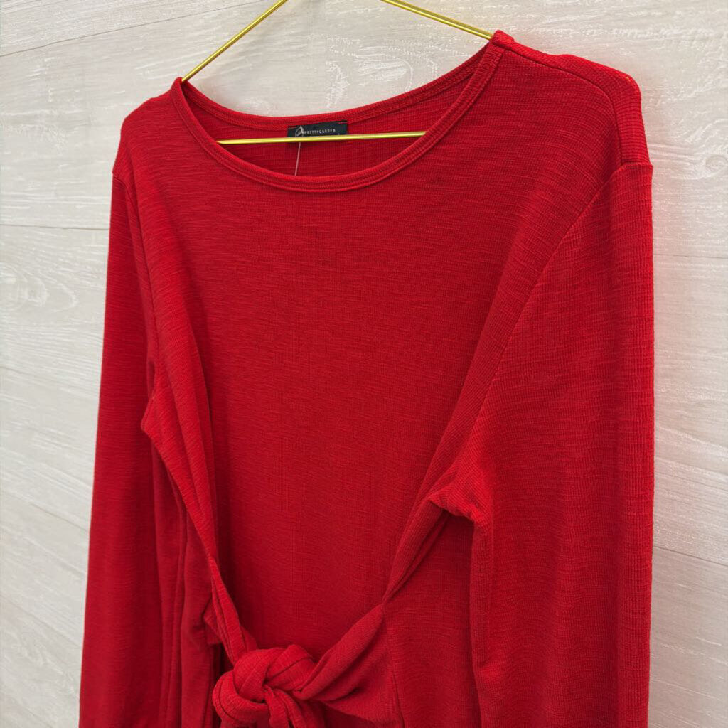 PrettyGarden Tie Front Long Sleeve Dress Large