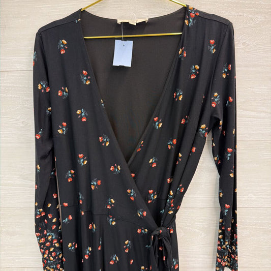 Loft Long Sleeve Floral Print Wrap Dress Medium