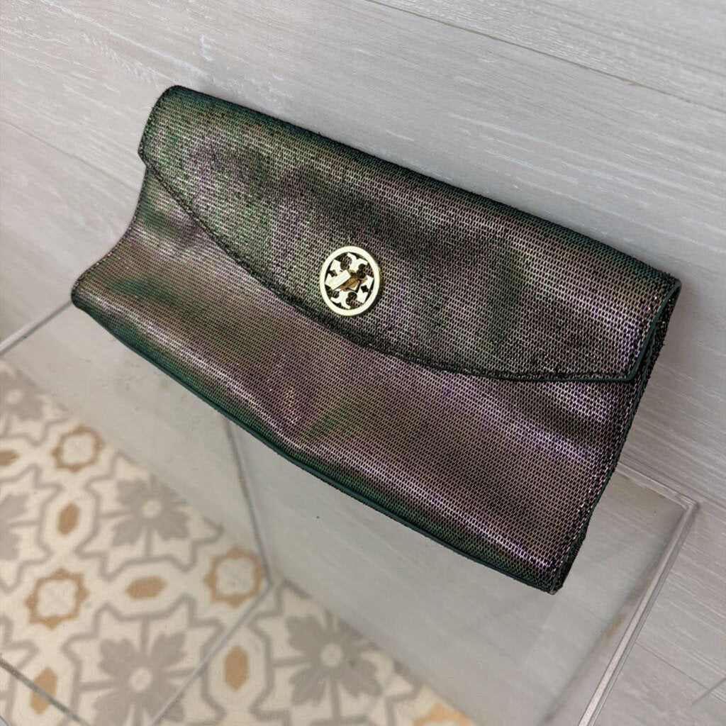 Tory Burch Austin Iridescent Flap Clutch Bag