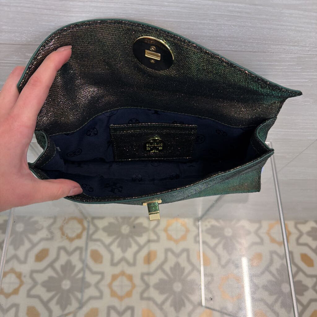 Tory Burch Austin Iridescent Flap Clutch Bag