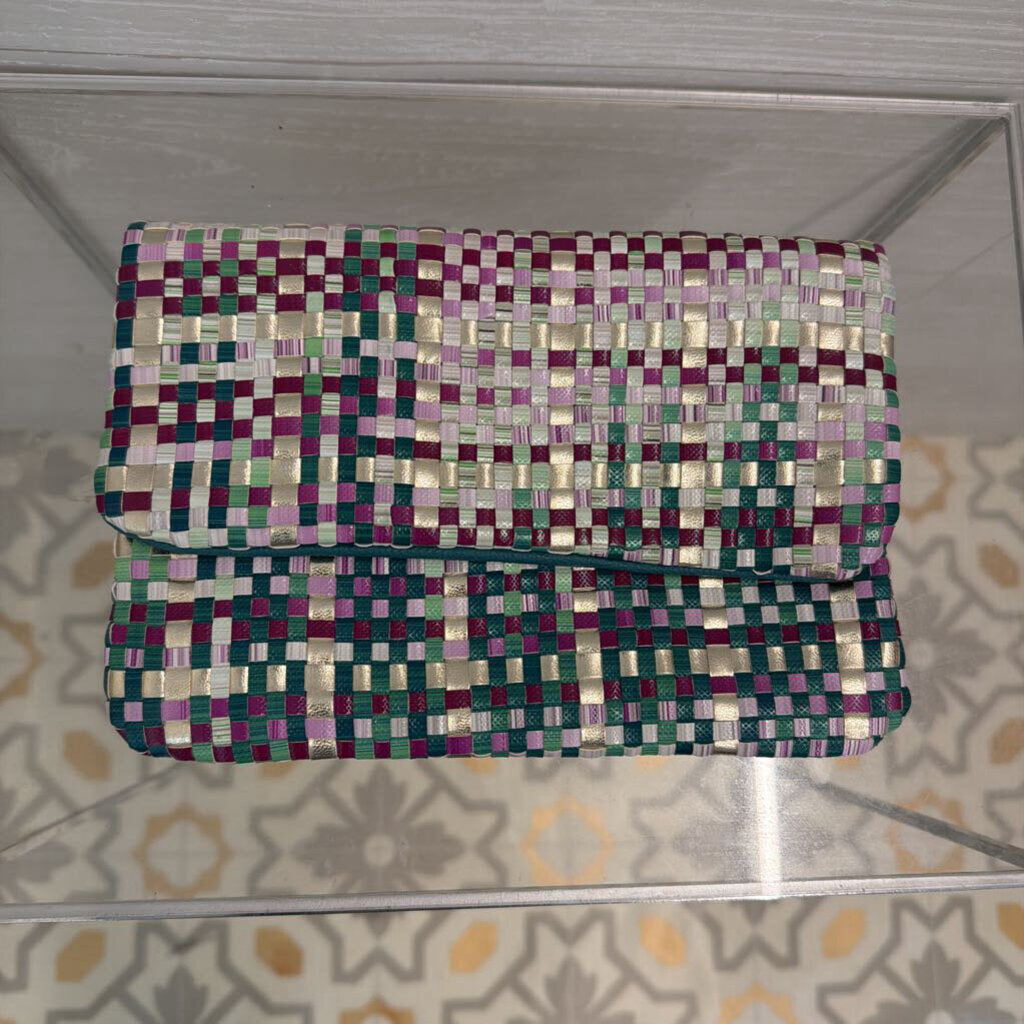 Deux Lux Woven Metallic Clutch