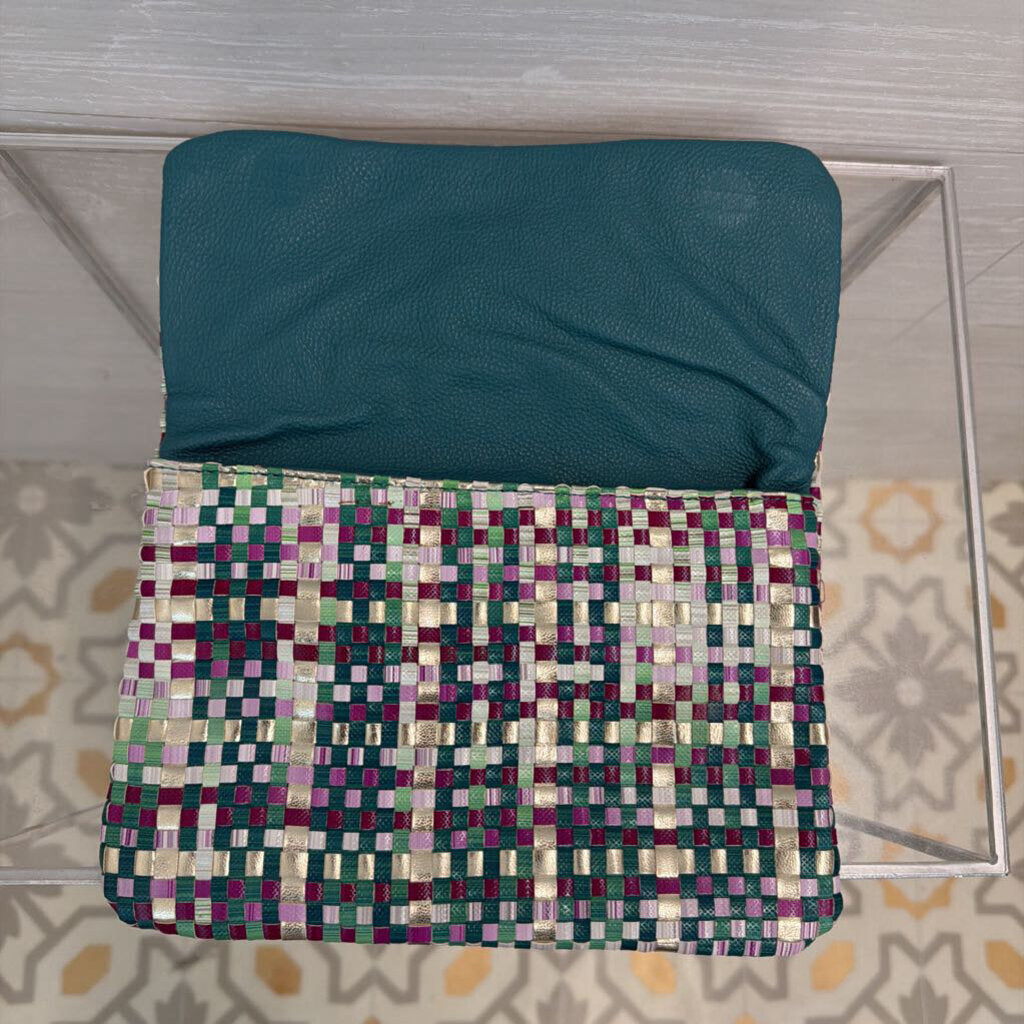 Deux Lux Woven Metallic Clutch