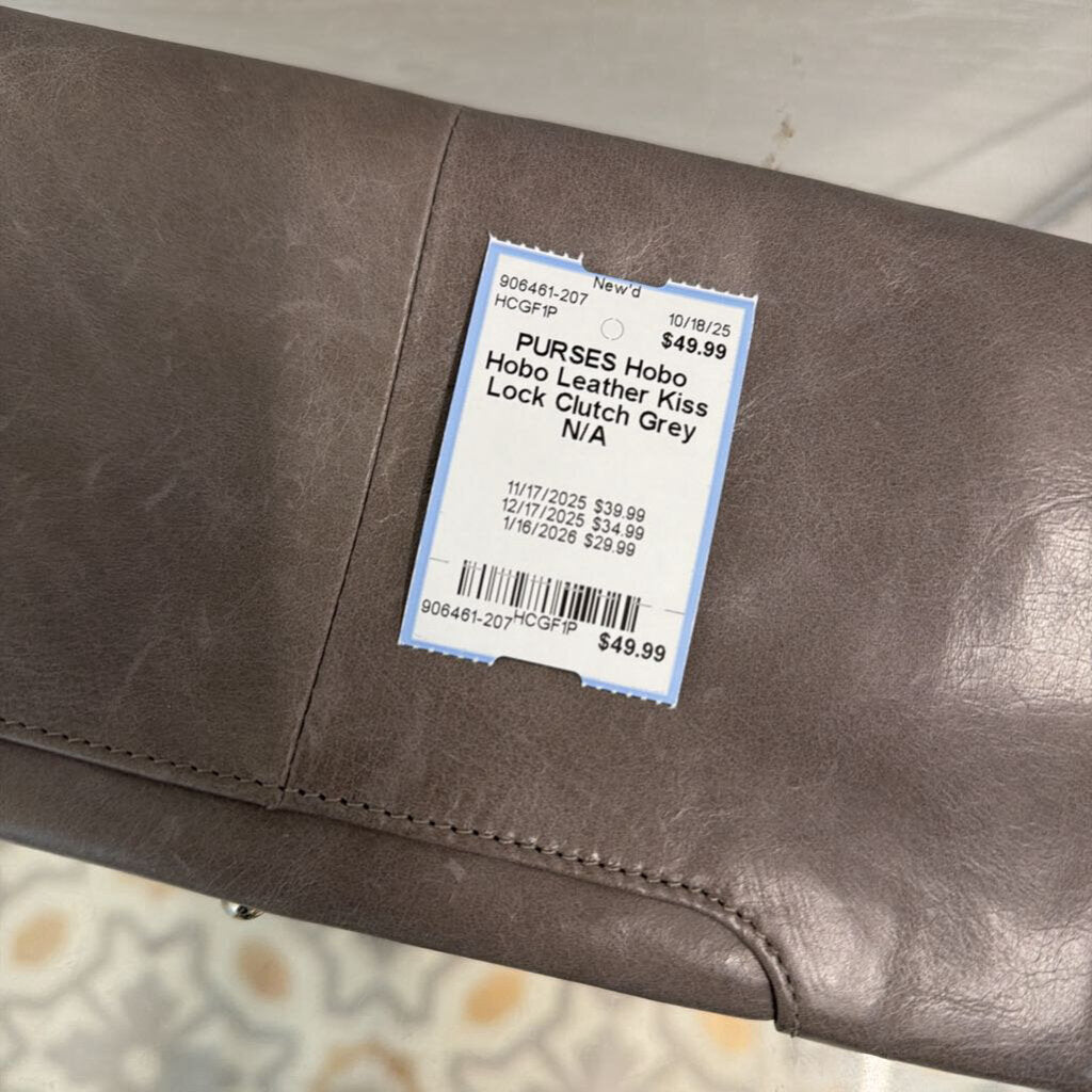 Hobo Leather Kiss Lock Clutch