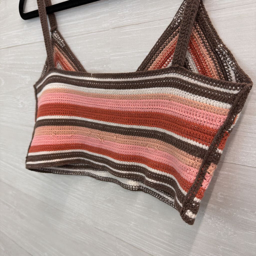 Brown/Orange Knit Crop Tank Top Large