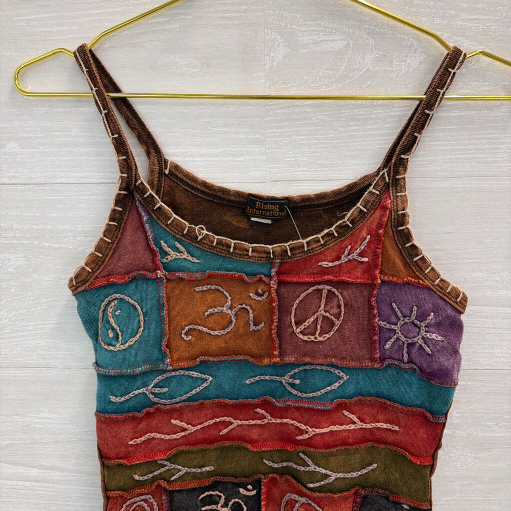 Orange/Multi Symbols Tank Top Small