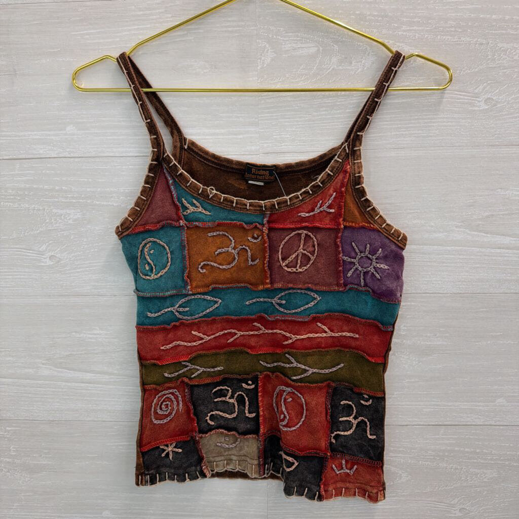 Orange/Multi Symbols Tank Top Small