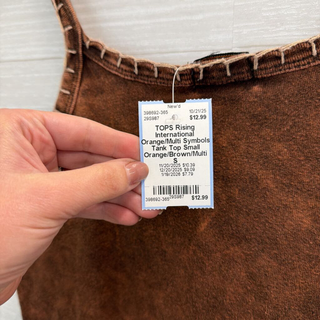 Orange/Multi Symbols Tank Top Small