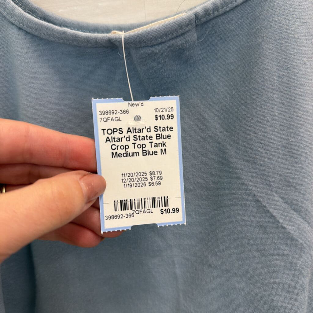 Altar'd State Blue Crop Top Tank Medium