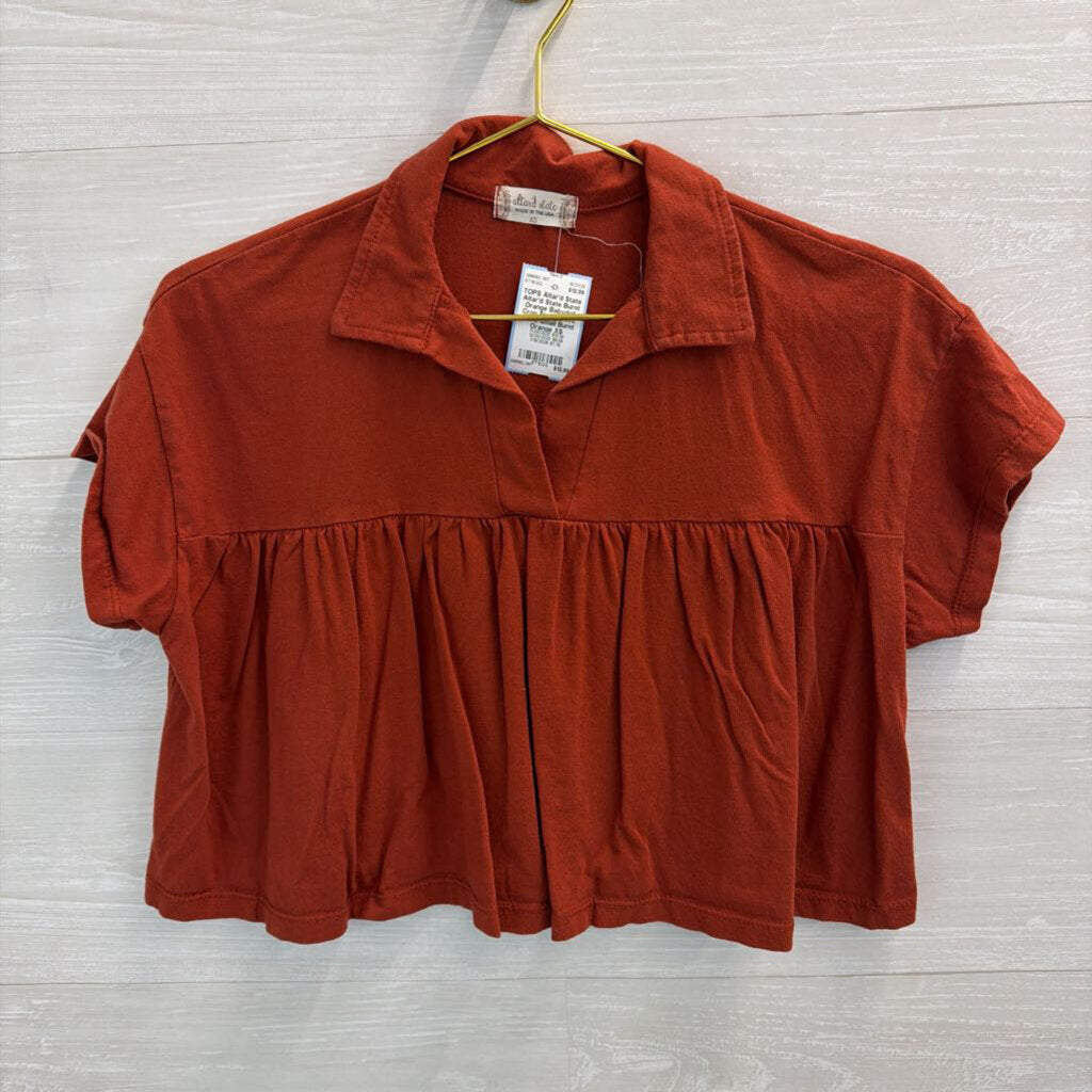 Altar'd State Burnt Orange Babydoll Crop Shortsleeve Extra Small