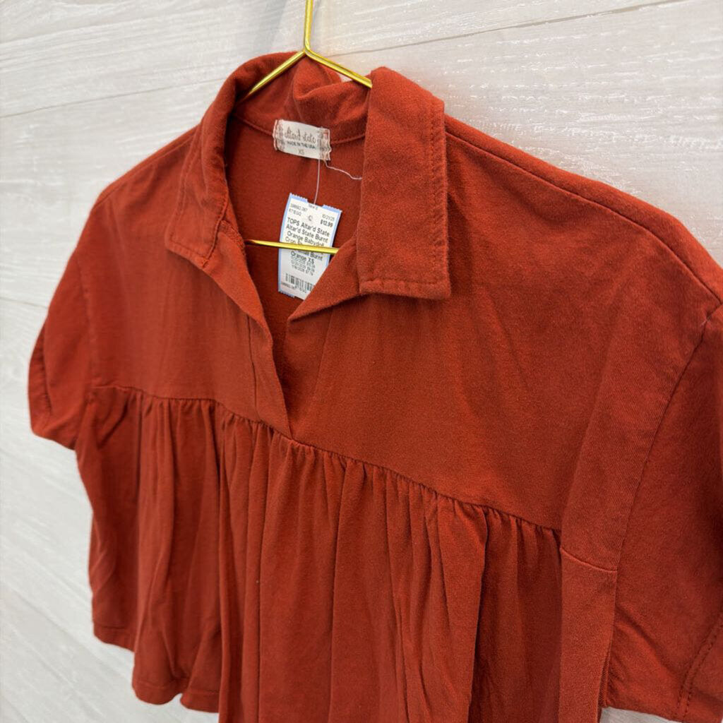 Altar'd State Burnt Orange Babydoll Crop Shortsleeve Extra Small