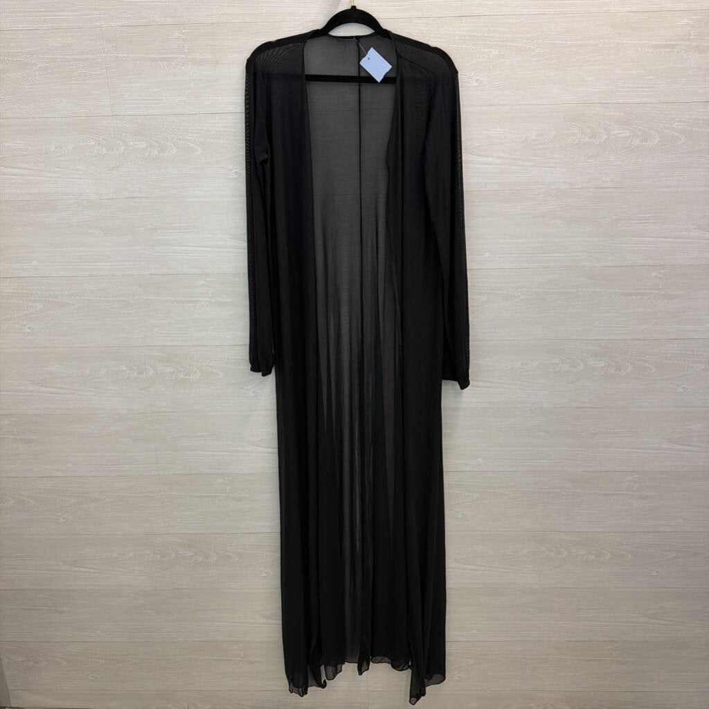 Black Longsleeve Mesh Duster Kimono Medium/Large