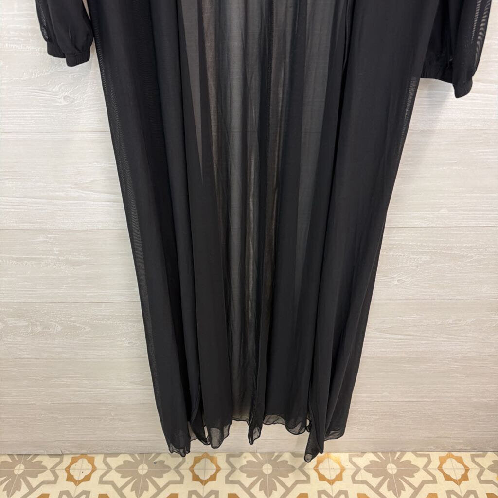 Black Longsleeve Mesh Duster Kimono Medium/Large