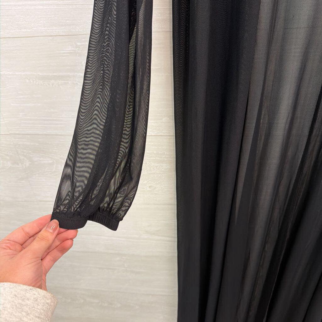 Black Longsleeve Mesh Duster Kimono Medium/Large