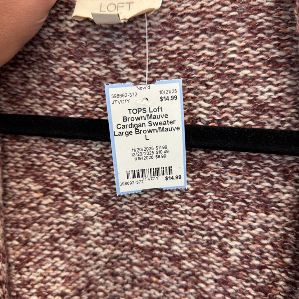 Brown/Mauve Cardigan Sweater Large