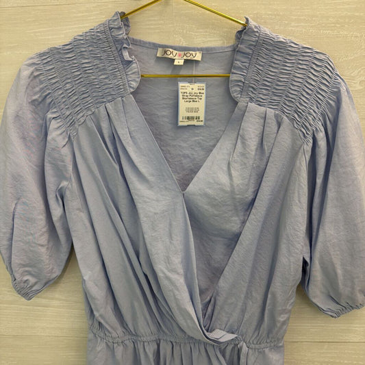 Blue Wrap Puffsleeve Shortsleeve Top Large