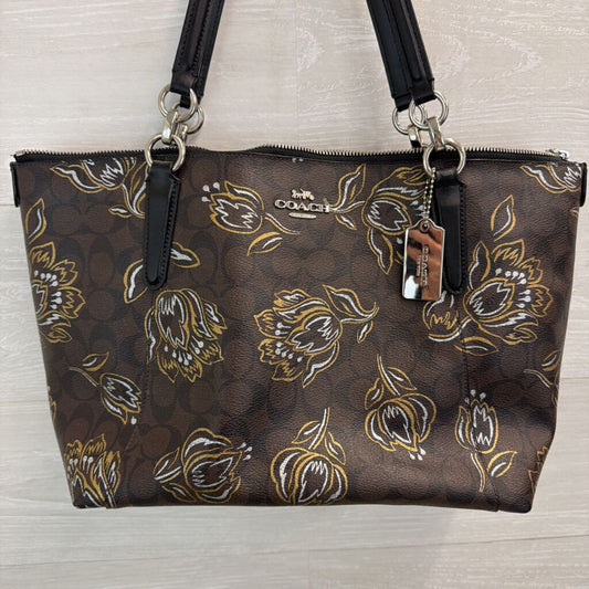 Coach Tulip Brown/Gold Print Large Tote