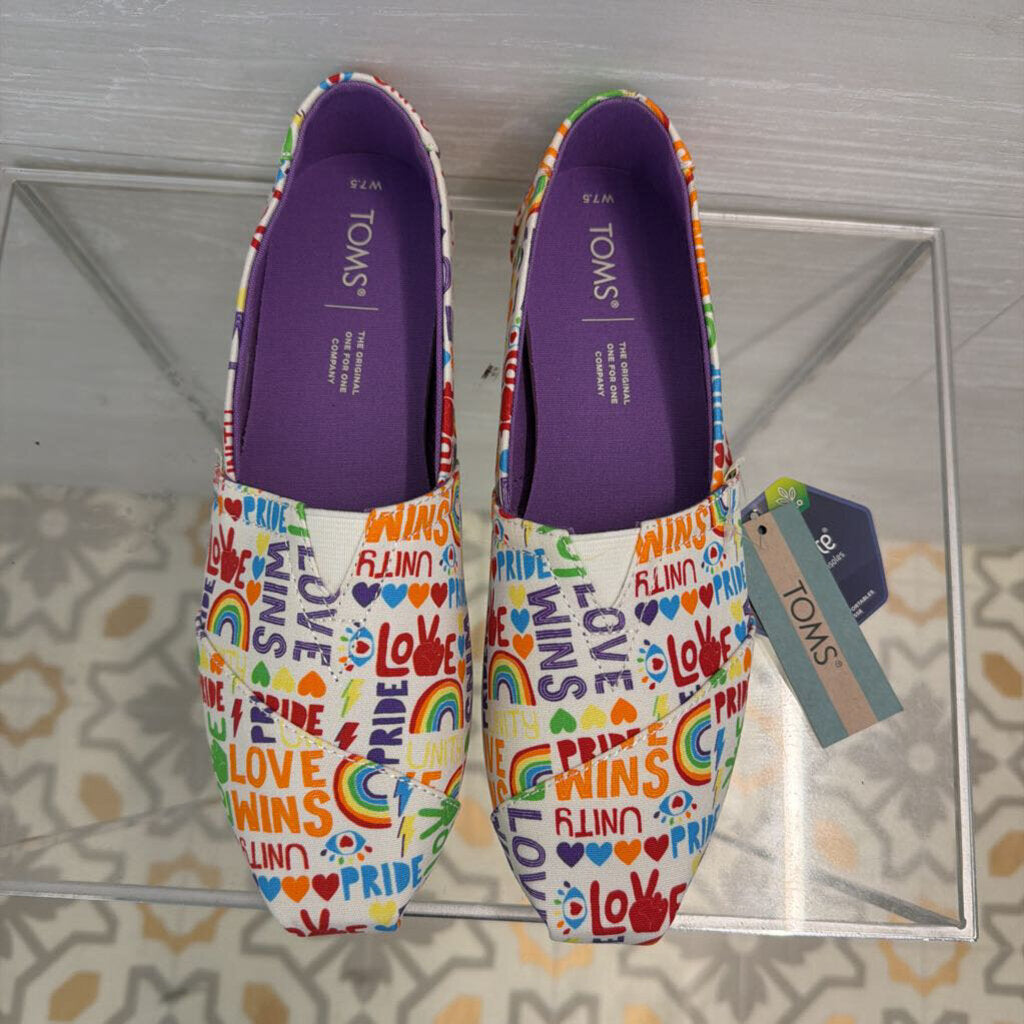 Toms Unity Pride Slip On's 7.5