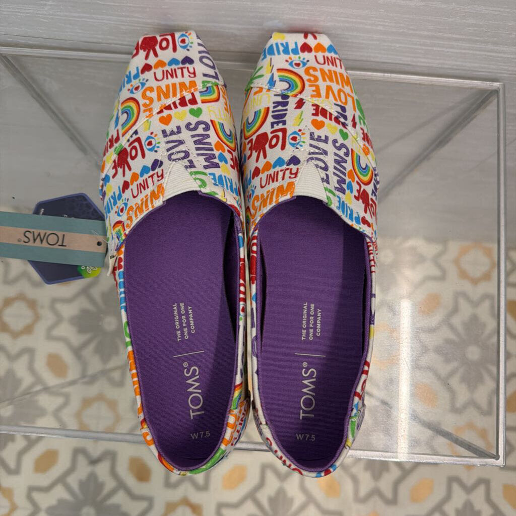 Toms Unity Pride Slip On's 7.5