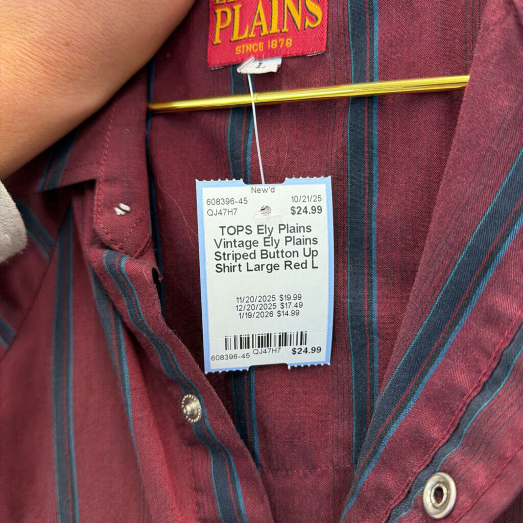 Vintage Ely Plains Striped Button Up Shirt Large