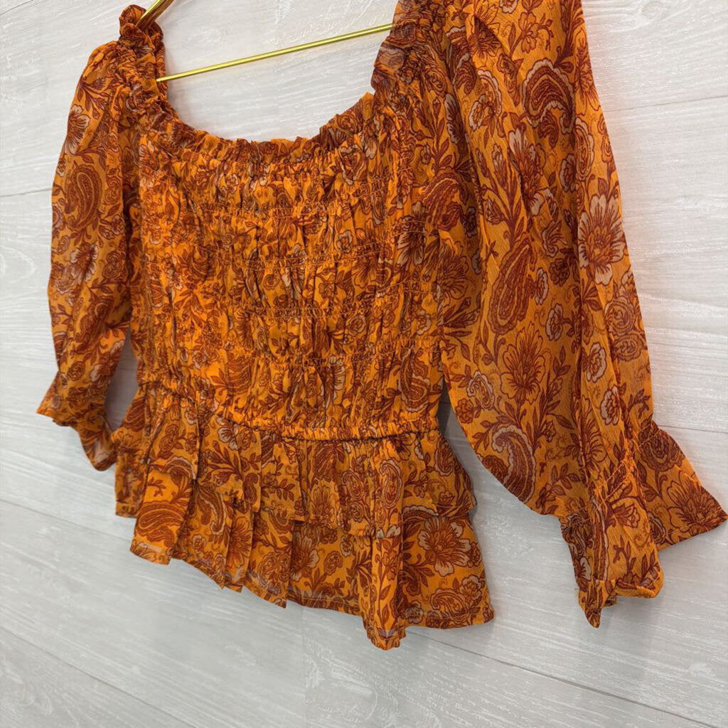 Patrons of Peace Smocked Off-The-Shoulder Top Small