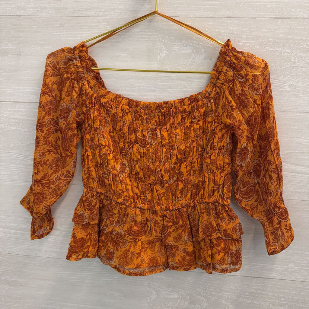 Patrons of Peace Smocked Off-The-Shoulder Top Small