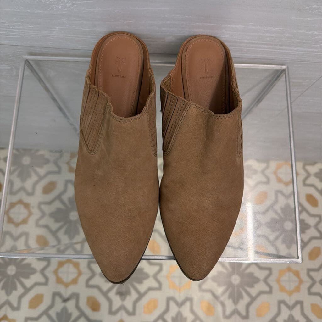 Frye Brown Leather Rowen Gore Mule Shoes 9.5