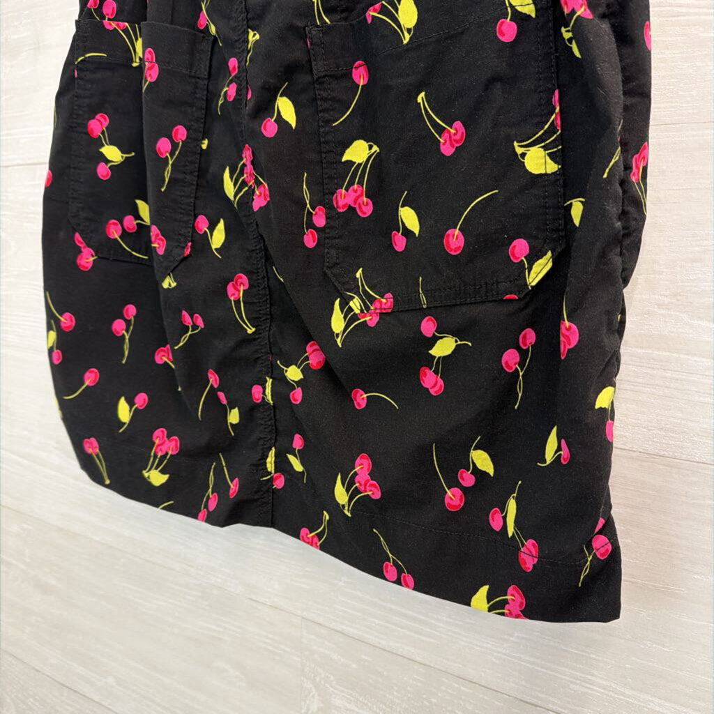 Maeve Black/ Pink Cherry Print Mini Skirt Medium