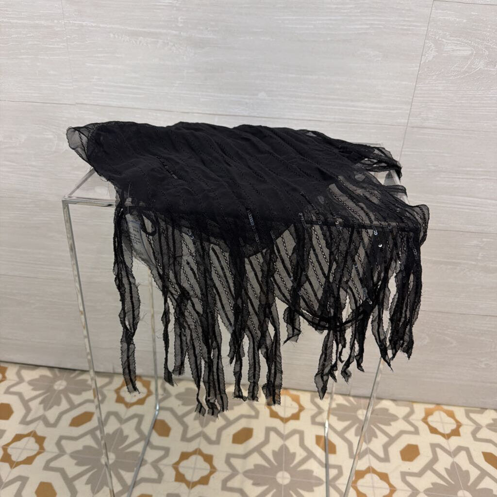 Black Sheer Sequin Detail Scarf