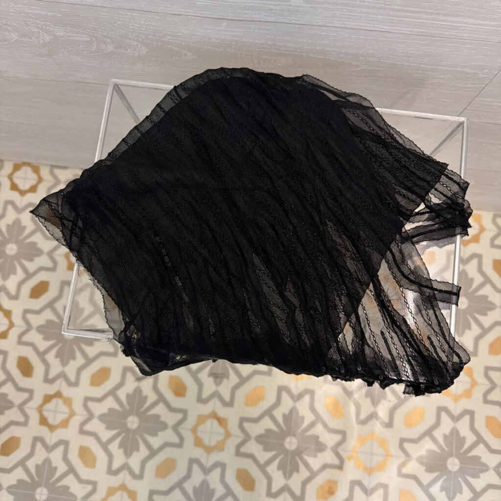 Black Sheer Sequin Detail Scarf