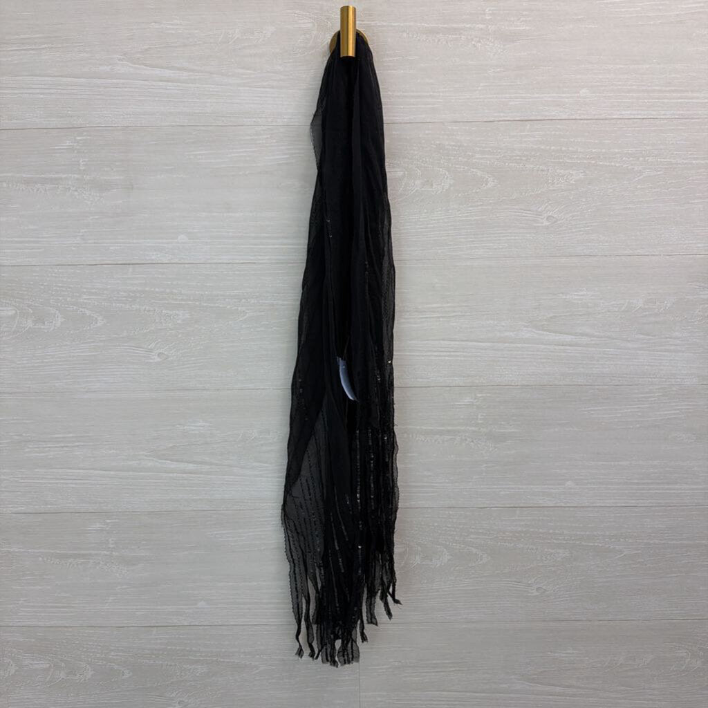 Black Sheer Sequin Detail Scarf