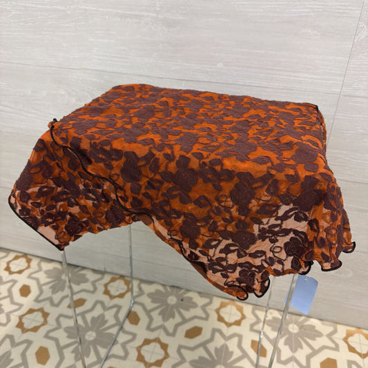 Orange/ Brown Burn Out Lace Scarf